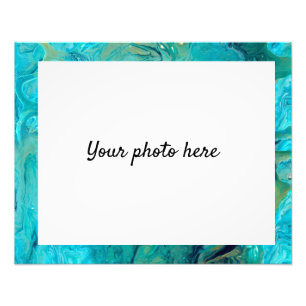 Customizable marble effect emerald blue gift photo print