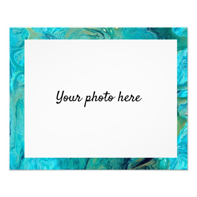 Customizable marble effect emerald blue gift photo print (Front)