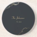 Customizable Marble Pattern, Blue Accent Coaster<br><div class="desc">Perfect Gift for a wedding,  anniversary etc... </div>