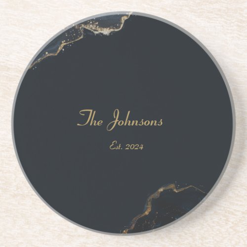 Customizable Marble Pattern Blue Accent Coaster