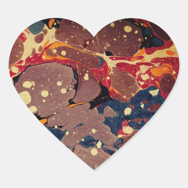 Customizable Marbleized Paper / Flow Painting Heart Sticker (Front)