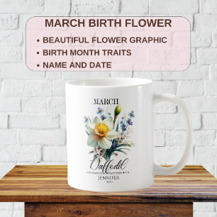 Customizable March Birthday Flower Daffodil Coffee Mug