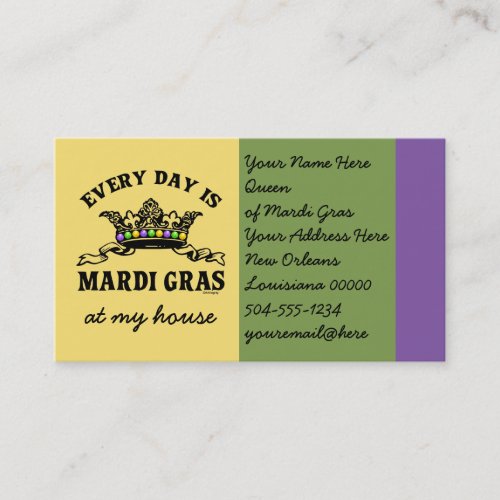 Customizable Mardi Gras Business Card