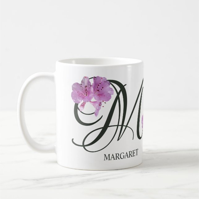 Customizable Margaret name pink flowers trendy  Coffee Mug (Left)
