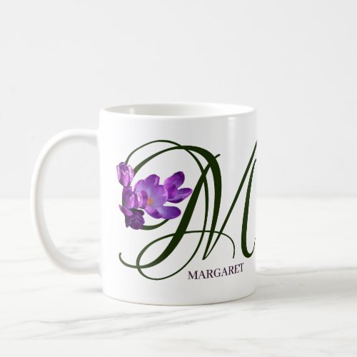 Customizable Margaret name purple flowers boho Coffee Mug