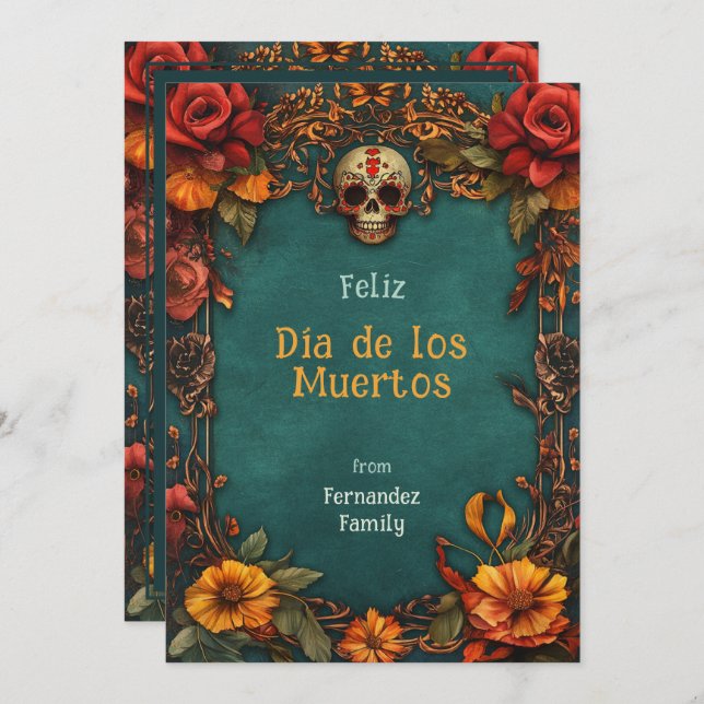 💀Customizable Marigold Frame Dia de Muertos (Front/Back)