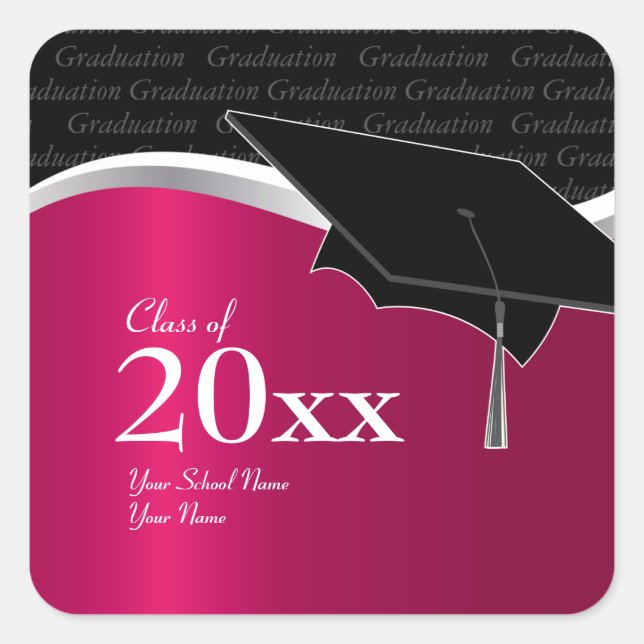 Customizable Maroon and Black Graduation Sticker (Front)