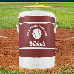 Customizable Maroon Baseball League Beverage Cooler