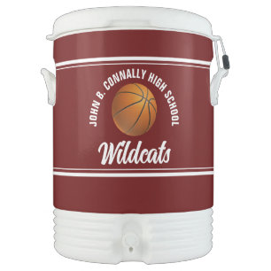 Customizable Maroon Basketball Team Beverage Cooler