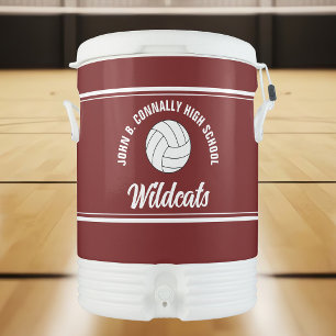 Customizable Maroon Volleyball Team Beverage Cooler