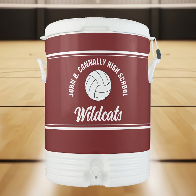 Customizable Maroon Volleyball Team Beverage Cooler (Creator Uploaded)