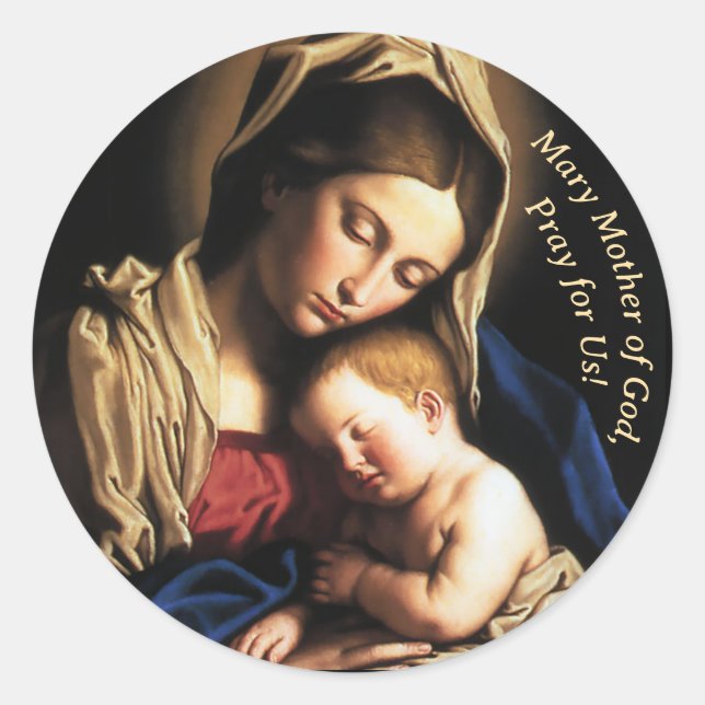 Customizable Mary Mother of God Classic Round Sticker (Front)