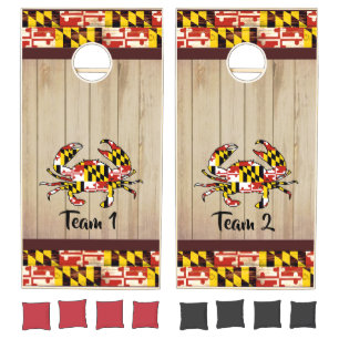 Customizable Maryland crab flag cornhole set