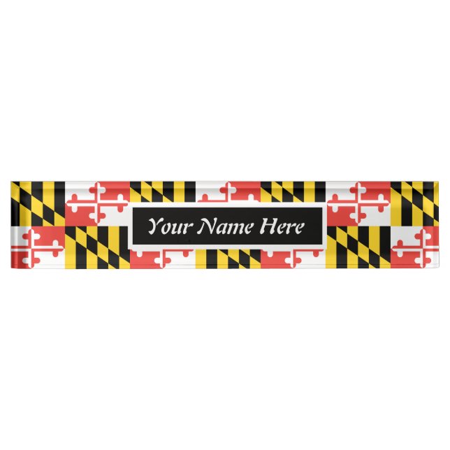 Customizable Maryland Flag Desk Name Plate (Front)