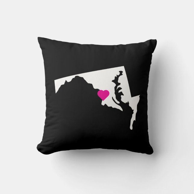 Customizable Maryland State Love Reversible Pillow (Front)