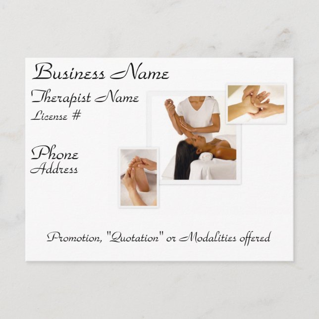 Customizable Massage/BodyWork Postcard (white) (Front)