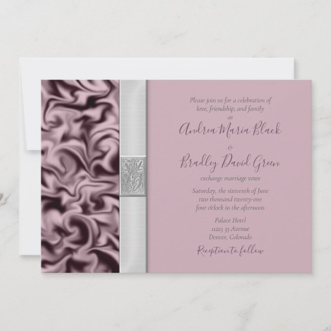 Customizable Mauve Eggplant Purple Wedding Invitation (Front)