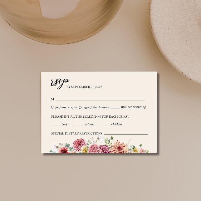 Customizable Mauve Wedding Response Card (Creator Uploaded)