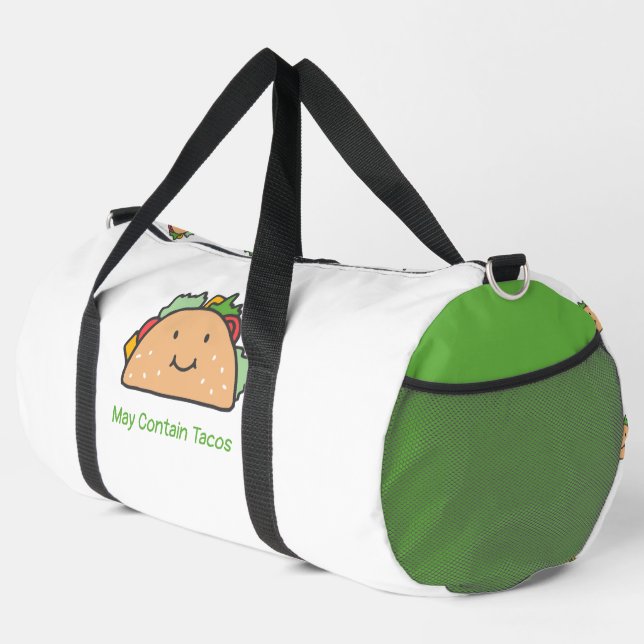 Customizable May Contain Tacos Happy Taco  Duffle Bag (Right Corner)
