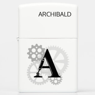 Customizable Mechanical monogram. Initial "A" Zippo Lighter