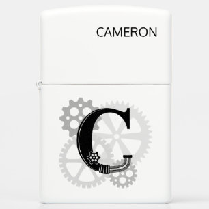Customizable Mechanical monogram. Initial "C" Zippo Lighter