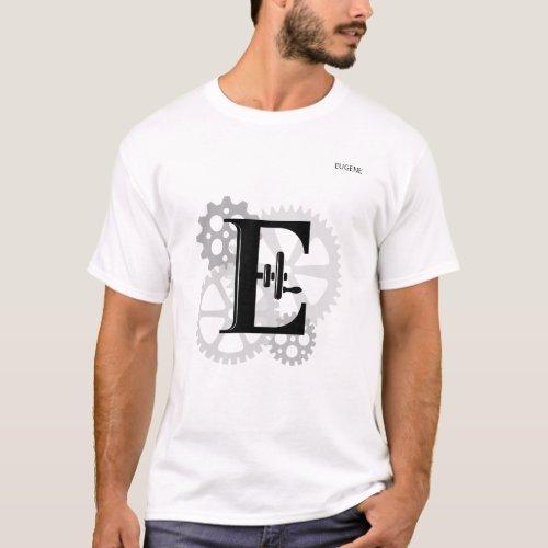 Customizable Mechanical monogram Initial E T_Shirt