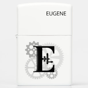 Customizable Mechanical monogram. Initial "E" Zippo Lighter