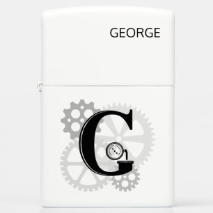 Customizable Mechanical monogram. Initial "G" Zippo Lighter