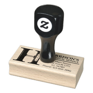 Customizable Mechanical monogram. Initial "H" Rubber Stamp