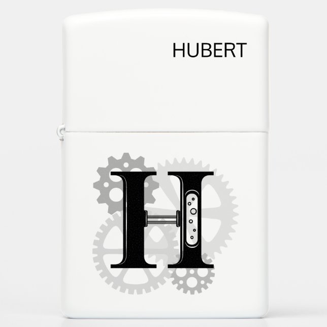 Customizable Mechanical monogram. Initial "H" Zippo Lighter (Front)