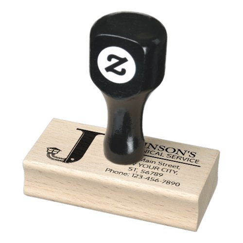 Customizable Mechanical monogram Initial J Rubber Stamp