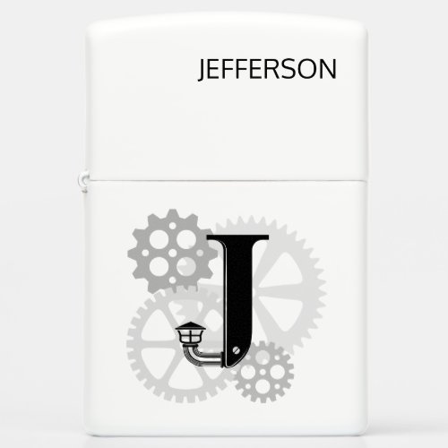 Customizable Mechanical monogram Initial J Zippo Lighter