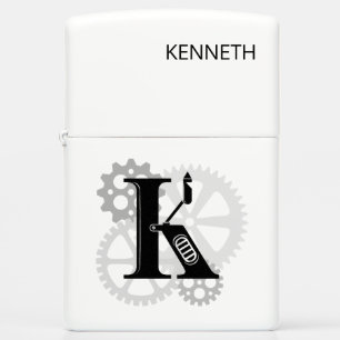 Customizable Mechanical monogram. Initial "K" Zippo Lighter