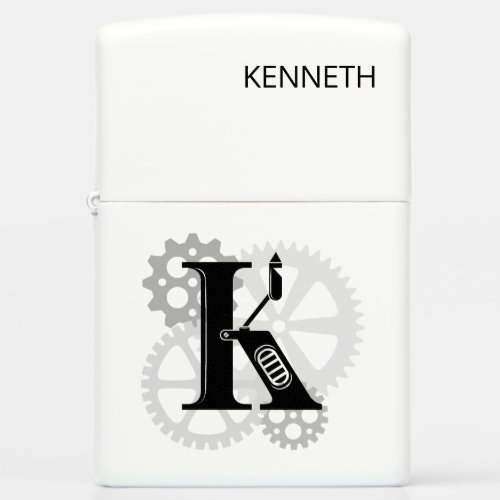 Customizable Mechanical monogram Initial K Zippo Lighter