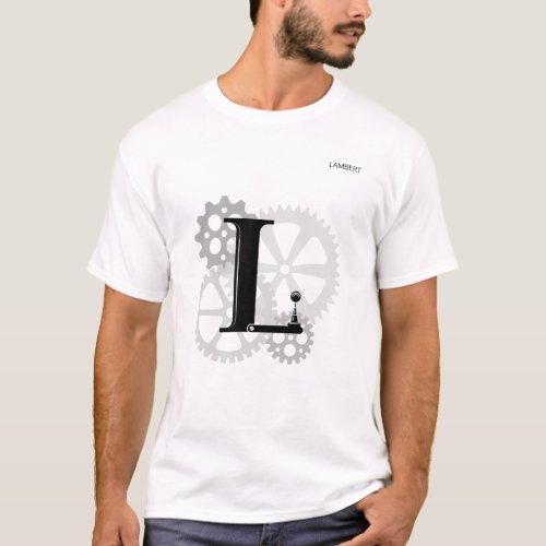 Customizable Mechanical monogram Initial L T_Shirt