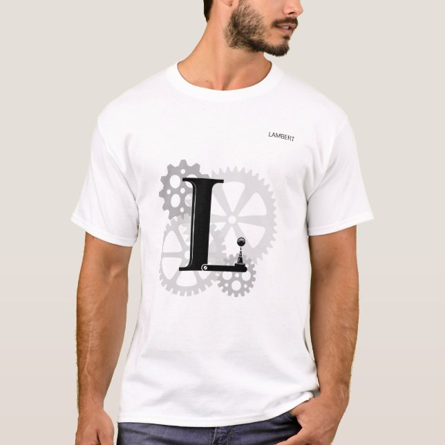 Customizable Mechanical monogram. Initial "L" T-Shirt (Front)