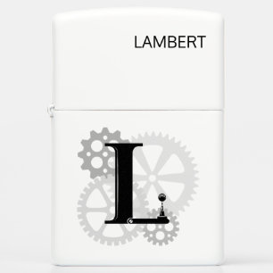 Customizable Mechanical monogram. Initial "L" Zippo Lighter