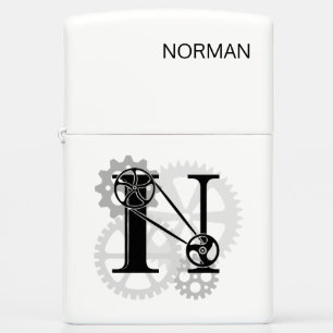 Customizable Mechanical monogram. Initial "N" Zippo Lighter