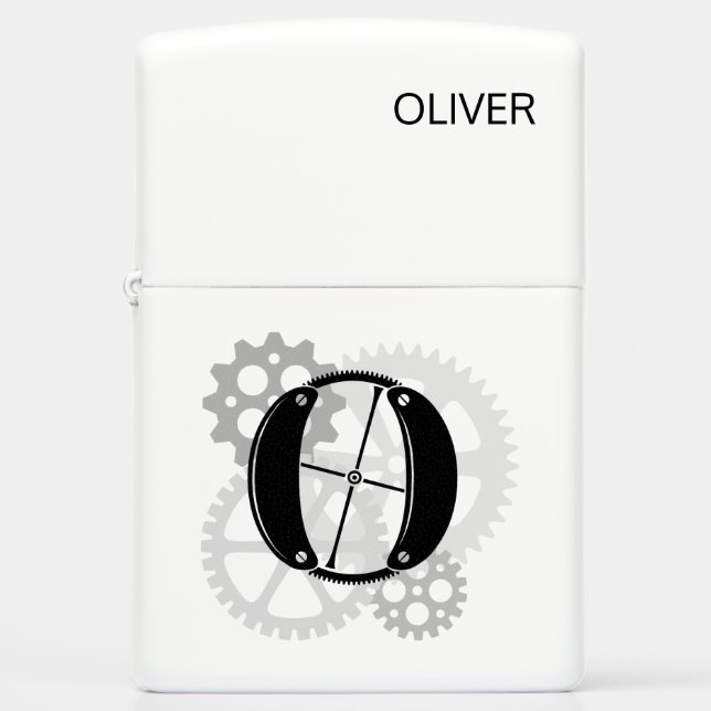 Customizable Mechanical monogram. Initial "O" Zippo Lighter (Front)