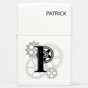 Customizable Mechanical monogram. Initial "P" Zippo Lighter