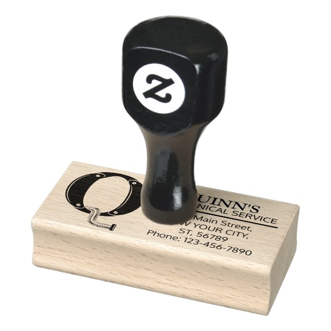 Customizable Mechanical monogram. Initial "Q" Rubber Stamp (Stamp)