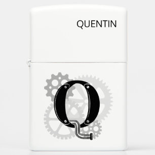 Customizable Mechanical monogram. Initial "Q" Zippo Lighter