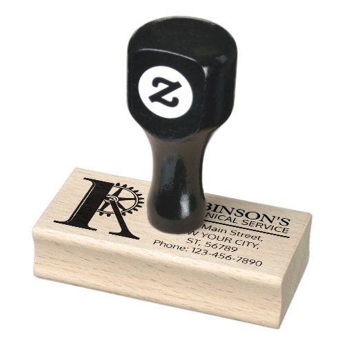 Customizable Mechanical monogram Initial R Rubber Stamp