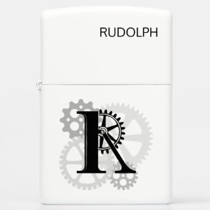 Customizable Mechanical monogram. Initial "R" Zippo Lighter