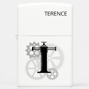 Customizable Mechanical monogram. Initial "T" Zippo Lighter