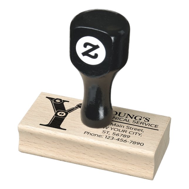 Customizable Mechanical monogram. Initial "Y" Rubber Stamp (Stamp)