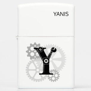 Customizable Mechanical monogram. Initial "Y" Zippo Lighter