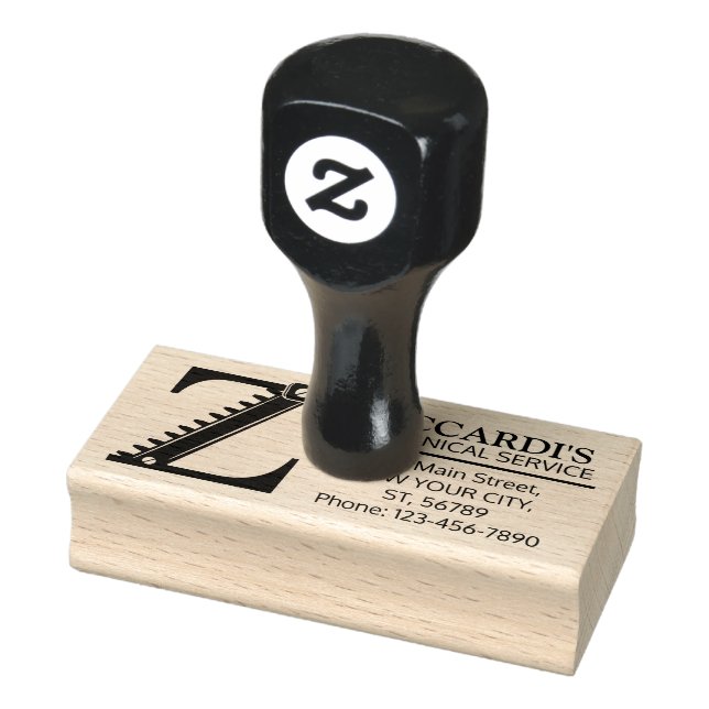 Customizable Mechanical monogram. Initial "Z" Rubber Stamp (Stamp)