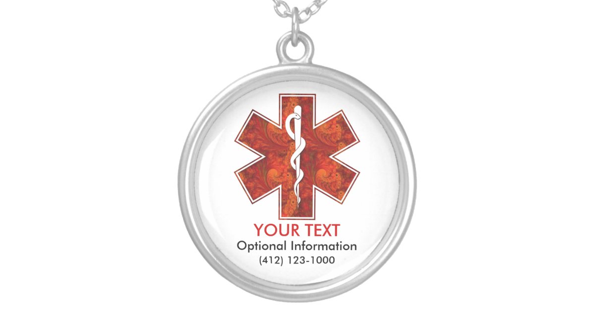 Customizable Medical Alert ID Necklace Zazzle