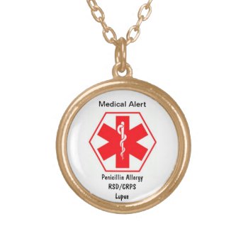 Customizable Medical Alert Necklace by RibbonJewelsBoutique at Zazzle